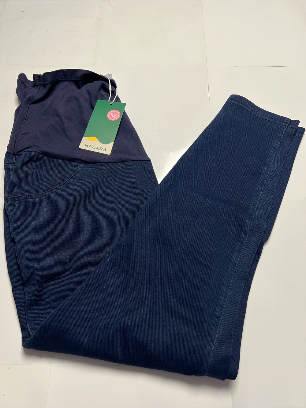 HALARA Dark Navy Maternity Jeggings with High Stretch Waistband Large 7/8 NEW